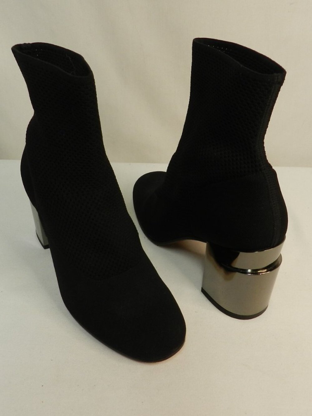 Clergerie Keane Metallic Heel Knit Sock ankle boots made in France Size 37 US 7